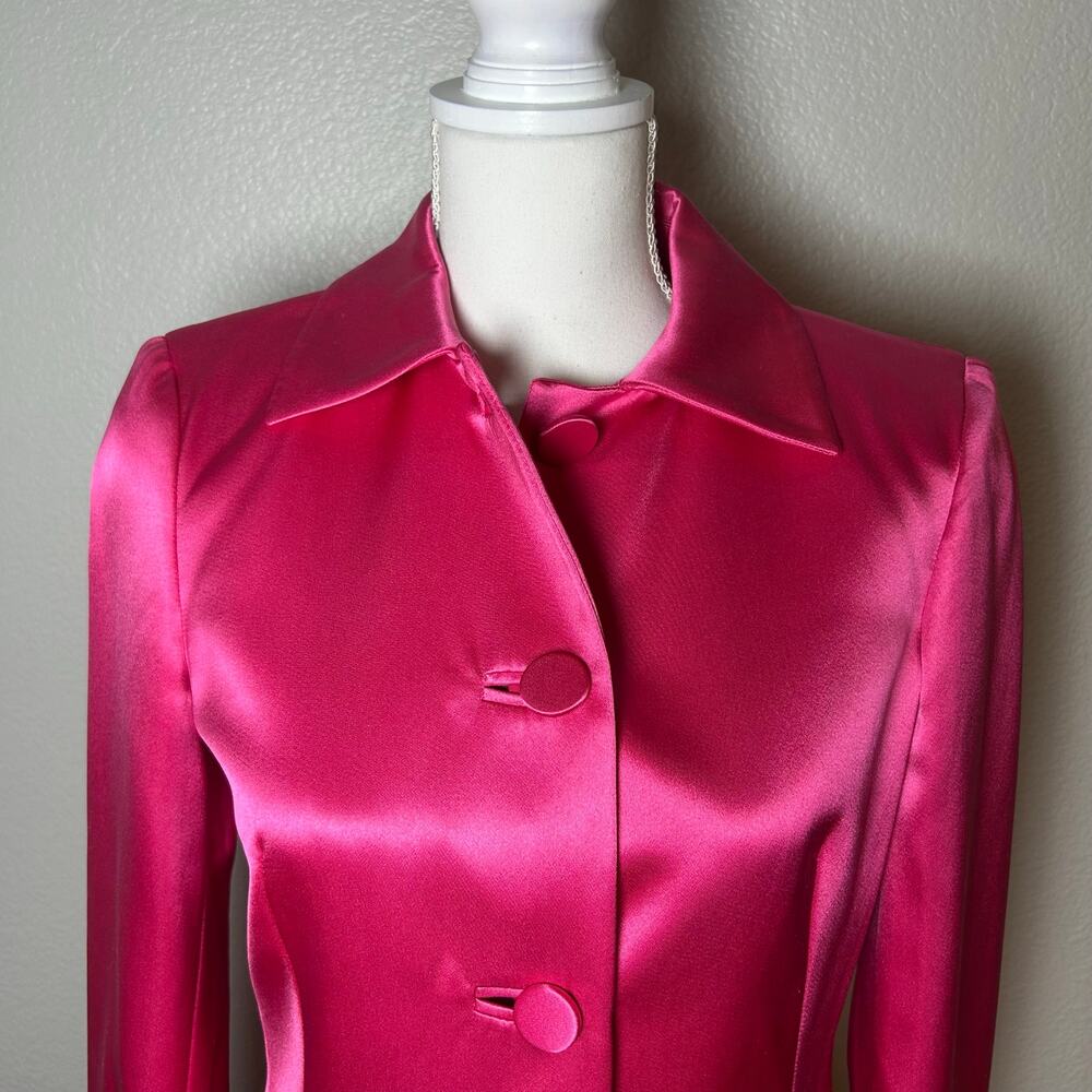 Adrienne Vittadini pink silk blend made in Italy satin dress coat size 4 - Picture 2 of 16